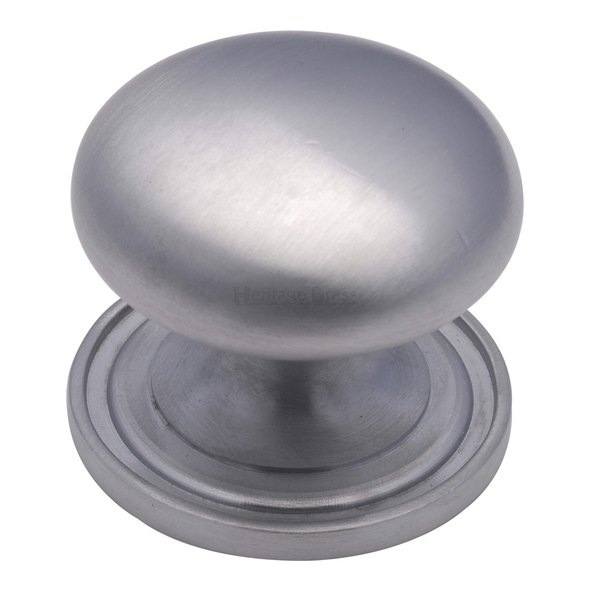 C2240 32-SC • 32 x 32 x 28mm • Satin Chrome • Heritage Brass Mushroom Cabinet Knob